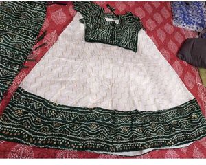 white green lahanga choli