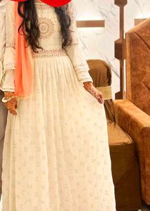 Ethnic Floor Length White Gown
