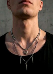 Edgy Skull & Spike Layered Necklace Set