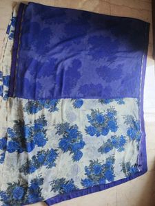 Blue Floral Print Saree