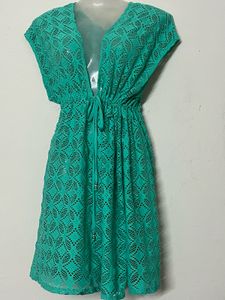 Pintresty Green Crochet Cover-Up Dress