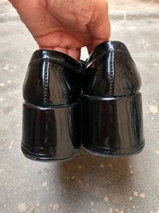 Shiny Black Loafers with Buckle