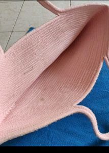Chic Pink Woven Tote Bag(handmade)