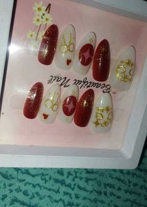 Red & White Press-On Nails