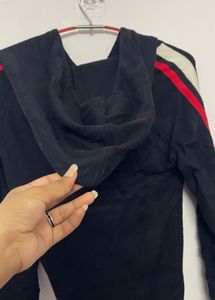 Stylish Black Midi Dress with Stripe Detail