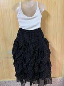 Y2K  Polka Dot Ruffle Designer  Skirt
