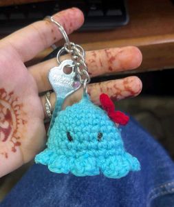 Handmade Blue Crochet Octopus Keychain