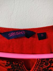 SRISHTY red Embroidered Kurti