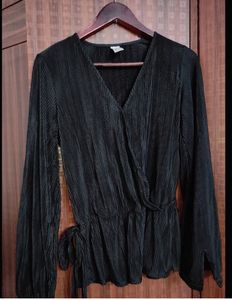 Party Wear Pleated black peplum wrap top