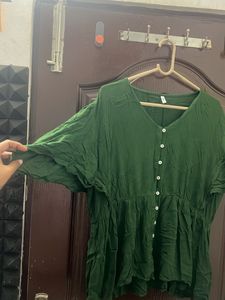 Olive Green Button-Down Top