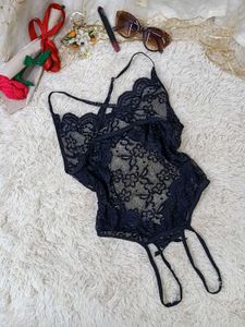 Elegant Black Lace Bodysuit