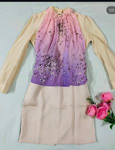 Elegant Ombre Kurta Set with Floral Print