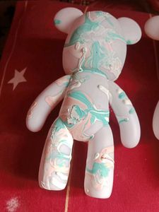 3 Unique Decorative Painted Bear Figurines