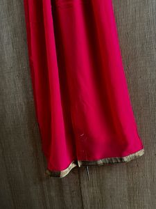 Vibrant Pink Dupatta with Gold Border