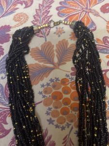Chic Black Beaded Pendant Necklace