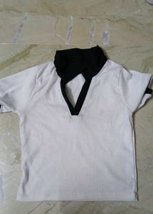 White & Black V-Neck T-Shirt