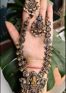 Brass dual pachi &amp; AD work Necklace set