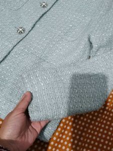 Elegant Light Blue Tweed Jacket