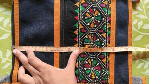 Embroidered Tribal Print Denim Sling Bag
