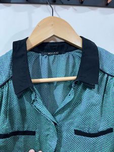 Kookai Green Printed Blouse – Size 38 (M)