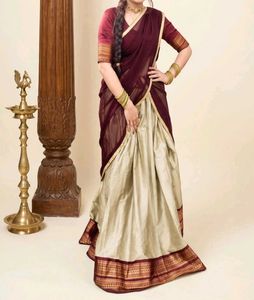 Elegant Maroon & Beige Saree