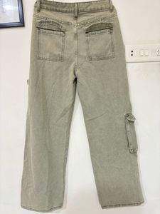Light Grey Denim Cargo Pants