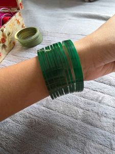Set of 24 [12+12] green 2 shades Bangles