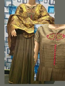 Elegant Embroidered Brown Gone With Dupatta Katan