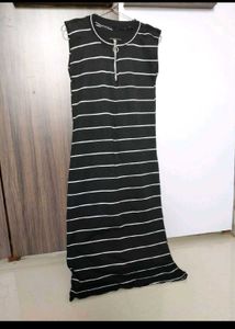 Striped Ribbed Zipper Dress