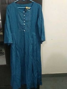 blue long dress frock