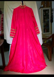 Beautiful Pink Anarkali with Embellished Neckline