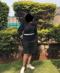 Chic Black Dress with Cloth Belt