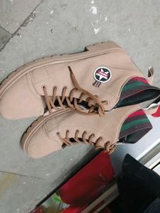 Stylish Beige Lace-Up Boots