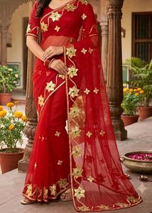 Red saree with Gota patti handwork