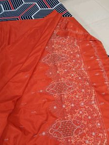 Orange Embroidered Saree