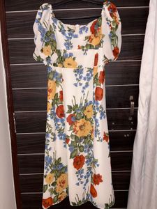 Floral Print Maxi Dress with Slit