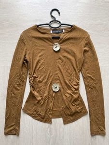 🔥Coffee Brown Long Sleeve Button Top
