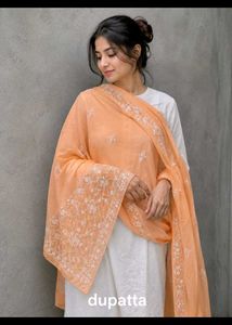 Elegant Embroidered Peach Dupatta