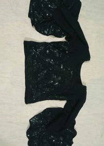 Black Sequin Lehenga Choli with Frill Net