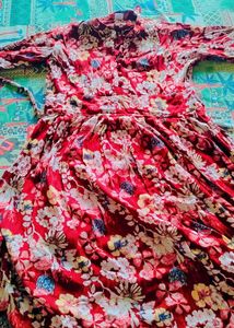 Beautiful Red Floral Ethnic Gown