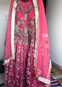 Pink Floral Embellished Formal Gown