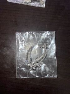 Oxidised silver ear cuff with Bell Charm