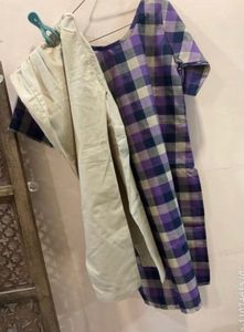 Purple Plaid Kurta Set