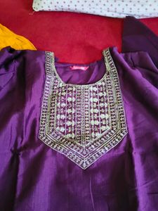 Embroidered Purple Kurti
