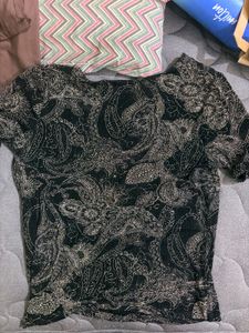Black Paisley Print Top
