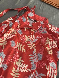 Red Floral Kurta Set