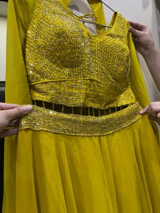 Yellow handworked sharara dress with Dupatta