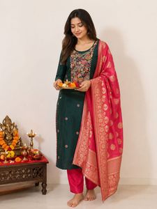 greenmehendi function Kurta Set with Dupatta