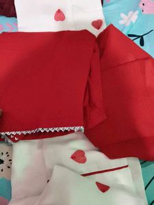 White Kurta with Red Hearts