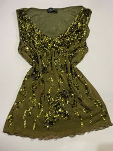 Sparkling Olive Green Sequin Top